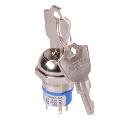 On-On-On 3 Way 19mm Key Switch SP3T 4A APEM