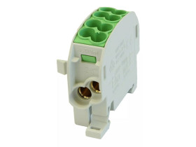 Blok rozdzielczy 1-biegunowy łączony 100A 4x2,5-25 mm2 TH35 zielony 83305005 SIMET