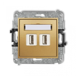 MINI Gniazdo podwójne 2xUSB-AA 2.0 złoty 29MGUSB-2