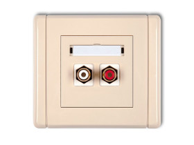 FLEXI Gniazdo RCA podwójne (typu cinch - biały i czerwony pozłacane) beżowy 1FGRCA-2 KARLIK