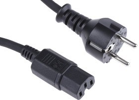 Przewód zasilania złącze A: IEC C15, złącze B: Wtyk niemiecki Schuko typu F 2m 16 A 250 V Czarny