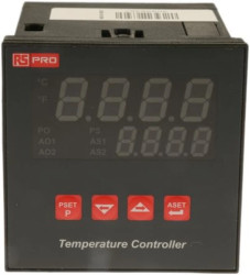 Regulator temperatury PID panelowy 3-wyjściowy, Uz 230 V AC, 0 → +1700C (termopara typu R), 0 → +1700C