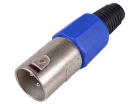 Wtyk mikrofonowy na przewód XLR 3 pin niebieski MW020