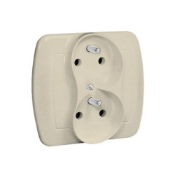 Simon Akord Gniazdo podwójne z/u z funkcją niezmienności faz beż AGZ2CZ/12