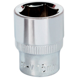 Sealey SP3815 Walldrive® Socket 15mm 3/8"sq Drive Fully Polished