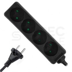 Przedłużacz elektryczny Listwa zasilająca na 4 gniazda [2P] czarna 3m ECO PLASTROL
