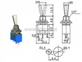 MTS102 Przełącznik ON-ON 2-pozycje płaska dźwignia