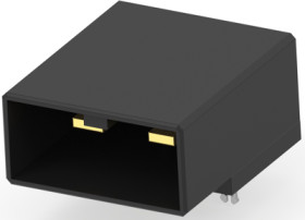 Pin header, 2 pole, pitch 5.08 mm, angled, black, 1-179276-3