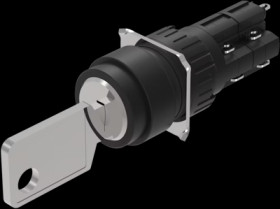 Key switch, Ø 18 mm, round, 2 NC / 2 NO, Rest (a) - Maintained, Soldering terminal, IP65, according to DIN EN 60529