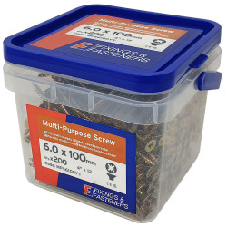 ForgeFix MPS6100YT MultiPurpose Pozi Compatible Screw CSK ST ZYP 6.0x100mmTub200