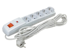 Przedłużacz przeciwprzepięciowy 5-gniazd z/u ACAR F5 5m szary