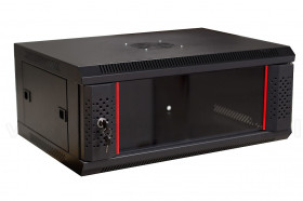 Szafa rack 4U, wisząca, 19", 450mm gł., drzwi szklane, czarna