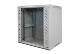 Szafa wisząca 19 15U, drzwi szkło, 600/440/768 (szer./gł./wys.) szara, konstrukcja do skręcenia