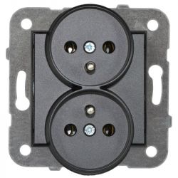 Gniazdo VIKO dwukrotne z uziemieniem - antracyt - NOVELLA