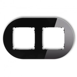 ICON Ramka uniwersalna podwójna okrągła - efekt szkła (ramka: czarna spód: czarny) 12-12-IRSO-2