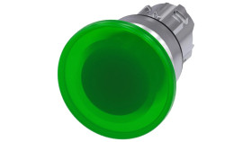 Przycisk grzybkowy podświetlany 22mm okrągły metal błyszczący zielony 40mm z samopowrotem 3SU1051-1BD40-0AA0