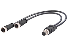 Czujnik Siłownik Rozgałęźnik Kabel ze złączem Złącze M12 liczba rdzeni 4 długość 600mm Rodzaj A Męskie Złącze B M12 x 2