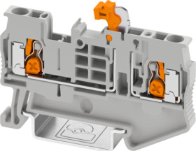 Knife disconnect terminal, push-X connection, 0.5-4.0 mm², 2 pole, 20 A, 6 kV, gray, 1462716