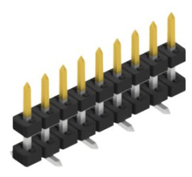 Pin header, 9 pole, pitch 2 mm, angled, black, SLY11SMD0519S