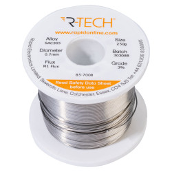 R-TECH 857008 SAC305 Solder 3% M1 Flux 0.5-2% Halide 0.7mm 250g Reel