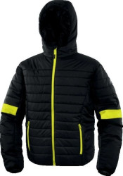 Kurtka puchowa pikowana z poliamidu Ripstop, kolor Czarno-Żółty, rozmiar: S, BLOOMNOPT