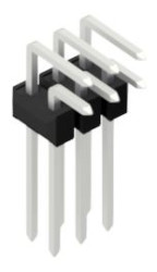 Pin header, 6 pole, pitch 2.54 mm, angled, black, 10053155