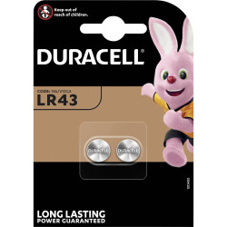 Duracell LR43B2 Coin Button Cell Battery LR43 186 V12GA 1.5V - Pack of 2
