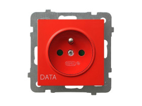 AS Gniazdo pojedyncze z uziemieniem z przesłonami DATA białe GP-1GZDP/m/00 OSPEL