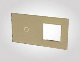 TouchMe Duży panel szklany, 1 x łącznik pojedynczy, 1 x ramka, złoty TM701728G