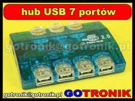Hub USB 2.0 aktywny / 7 portów / + zasilacz