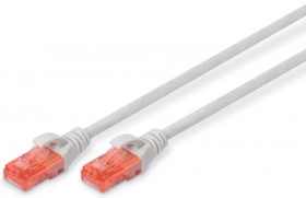 Patch cable, RJ45 plug, straight to RJ45 plug, straight, Cat 6, U/UTP, PVC, 0.5 m, gray, DK-1612-005
