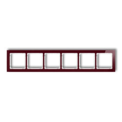 DECO Ramka uniwersalna sześciokrotna - efekt szkła (ramka: bordowa spód: biały) bordowy 14-0-DRS-6