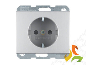 BERKER K.5 Gniazdo z uziemieniem schuko z przesłonami aluminium 47357003 HAGER