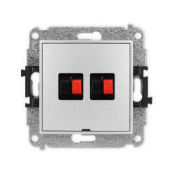 ICON Mechanizm gniazda głośnikowego podwójnego, bez pola opisowego srebrny metalik 7IGGBO-2