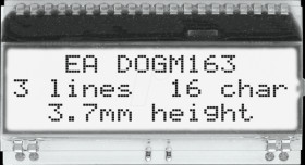 EA DOGM163W-A LCD text module, 48.3 x 12 mm, white