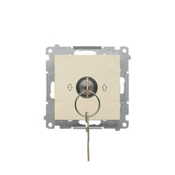 Simon 55 Łącznik na kluczyk roletowy chwilowy przycisk (moduł) 3 pozycyjny I-0-II” 2 styki N/O, 5 A Szampański mat TPZK.01/144