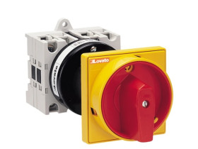 Łącznik krzywkowy 0-1 3P 40A do wbudowania z pokrętłem żółto/czerwonym blokowany kłódką GX4010O98
