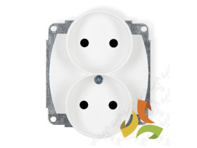 TREND Gniazdo podwójne bez uziemienia do ramki poziomej (przesłony torów prądowych) biały GPR-2p KARLIK