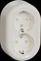 WDE015896 Socket outlet, 2-gang, surface-mounted, complete, white, round,