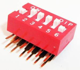 Dipschalter; dip-switch; pionowy; 6 sekcji