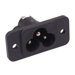 C6 IEC Clover Leaf Chassis Inlet Socket Solder Terminals 2.5A