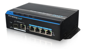 Switch PoE FastEthernet, 5 portów FE, 4xPoE/PoE+, 60W/120W, 1xSFP (100M), niezarządzalny, 48 VDC VONT-SP1104