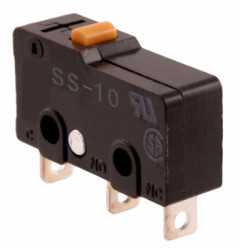 Subminiature snap-action switch, On-On, solder connection, pin plunger, 1.47 N, 10.1 A/250 VAC, IP40, SS-10