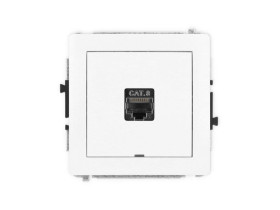 DECO Mechanizm gniazda komputerowego pojedynczego 1xRJ45, kat. 8, ekranowane, 8-stykowy, bez pola opisowego biały mat 25DGKBO-11