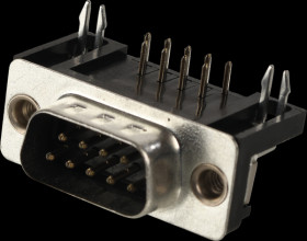 107-09-1-1-00 D-SUB plug, 9-pole, angled