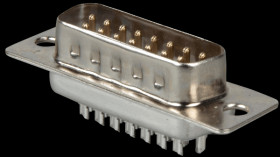 D-SUB plug, 15-pin, solder bucket