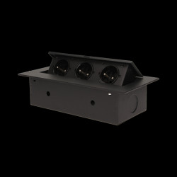 Gniazdo meblowe wpuszczane w blat z płaskim rantem 3x2P+Z Czarny OR-AE-1371/B