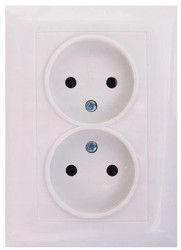 Wesa Gniazdo podwójne b/u IP20 białe LC-14