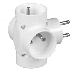 Rozgałeźnik wtyczkowy 3x2P+Z /zabezp. przeciwprzepięciowe/ biały R-31-Z