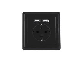 Gniazdo pojedyncze z/u Schuko + 2x USB 2.1A czarne